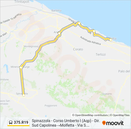 Percorso linea bus 375.R19