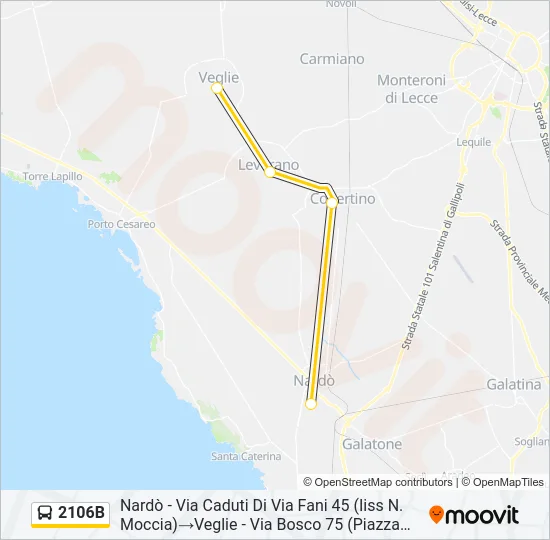 Percorso linea bus 2106B