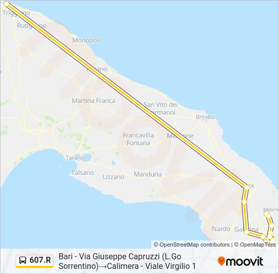 607.R Bus Line Map