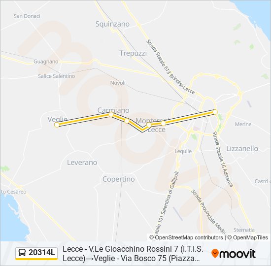 Percorso linea bus 20314L