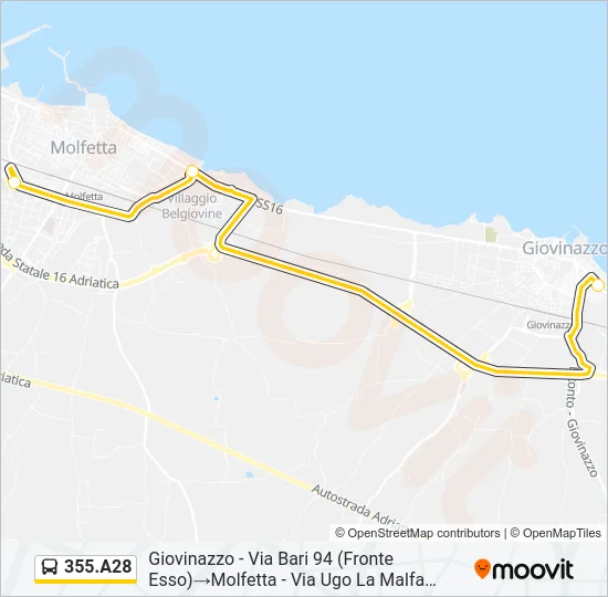 355.A28 Bus Line Map