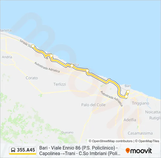 355.A45 Bus Line Map
