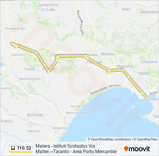 Percorso linea bus 710.52