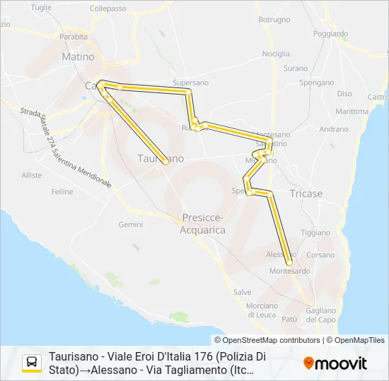 386 A 06.55 PER ALESSANO Bus Line Map