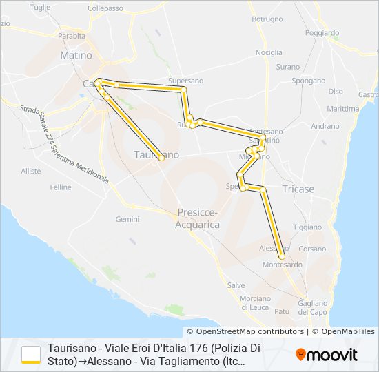 386 A 06.55 PER ALESSANO bus Line Map