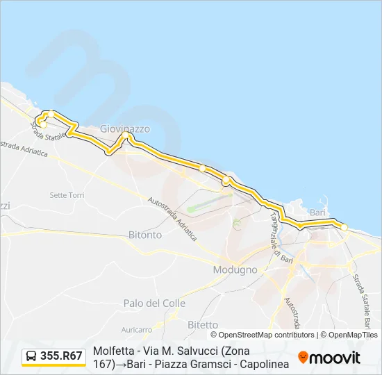 355.R67 Bus Line Map