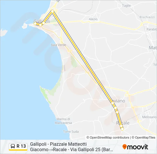 R 13 Bus Line Map