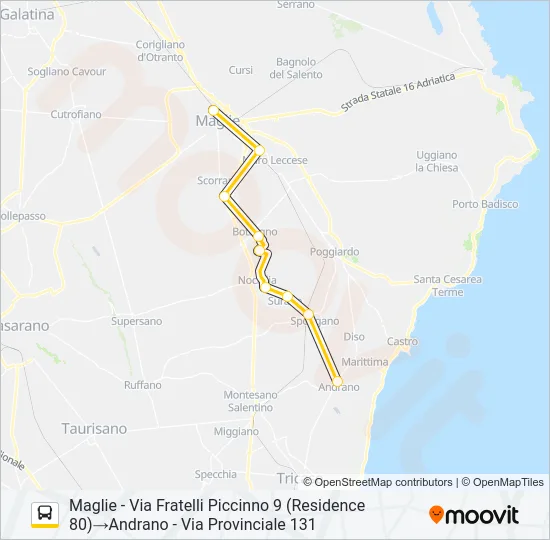 20020N  1 Bus Line Map