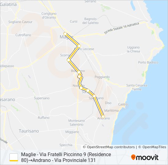 Percorso linea bus 20020N  1