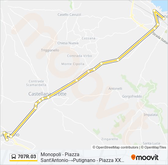 Percorso linea bus 707R.03