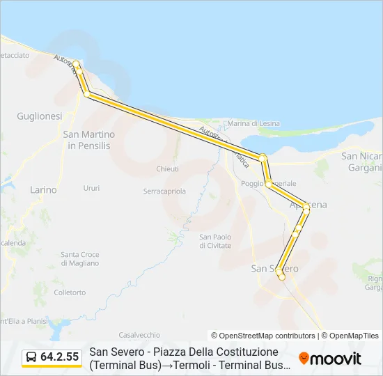 Percorso linea bus 64.2.55