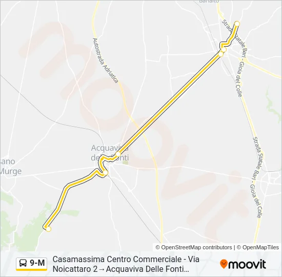 9-M Bus Line Map
