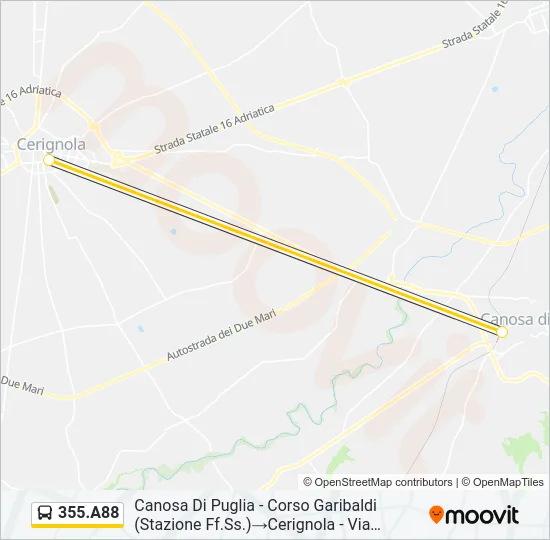 355.A88 Bus Line Map