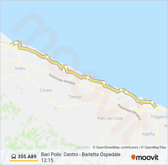 355.A89 Bus Line Map