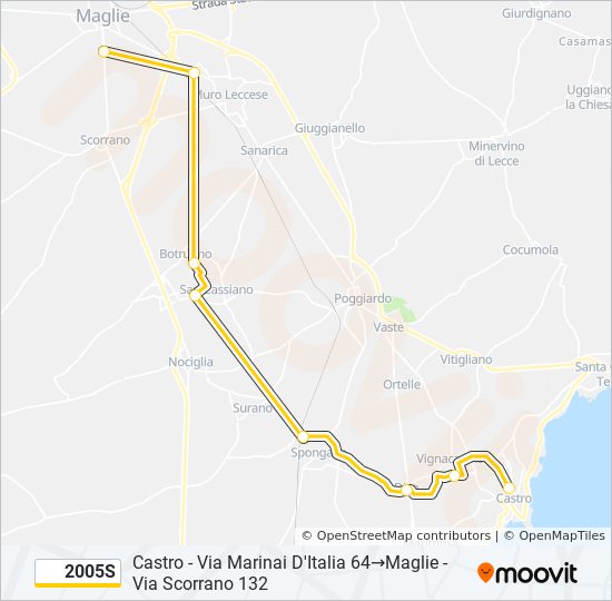 Percorso linea bus 2005S