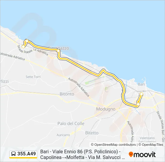 355.A49 Bus Line Map