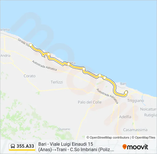 355.A33 Bus Line Map
