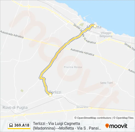 369.A18 Bus Line Map