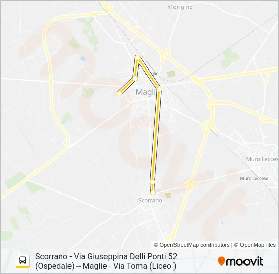 388 A SCORRANO 07.45 Bus Line Map