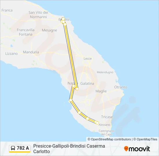 782 A Bus Line Map