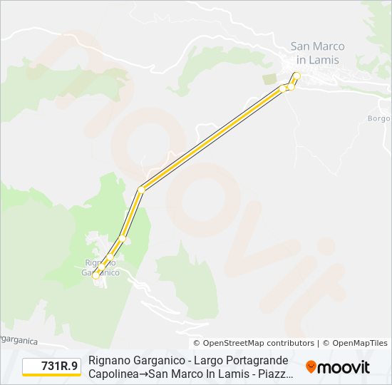 Percorso linea bus 731R.9