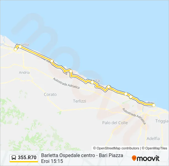 355.R70 Bus Line Map