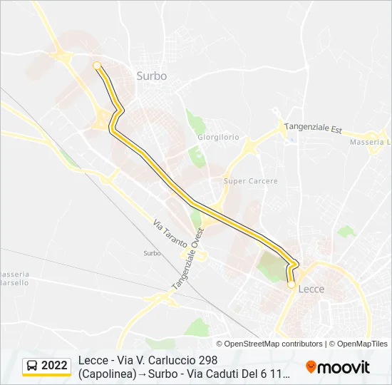 Percorso linea bus 2022