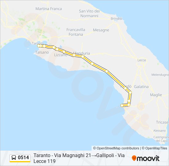 Percorso linea bus 0514