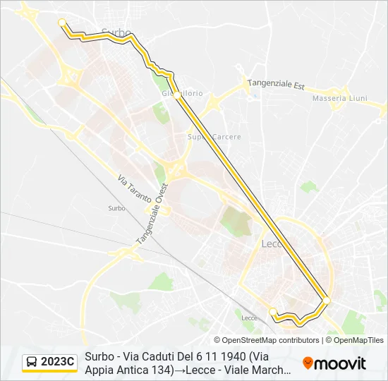 Percorso linea bus 2023C