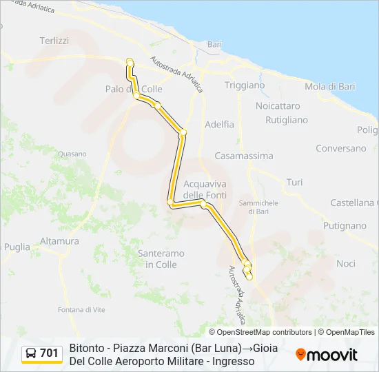 701 Bus Line Map