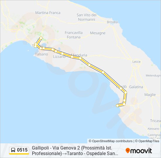 Percorso linea bus 0515