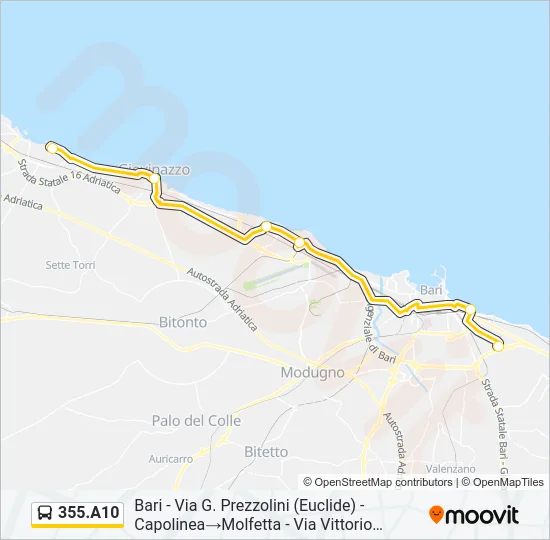 355.A10 Bus Line Map