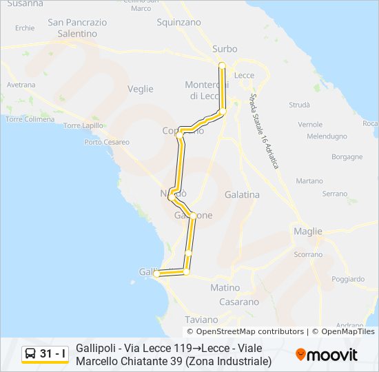 Percorso linea bus 31 - I