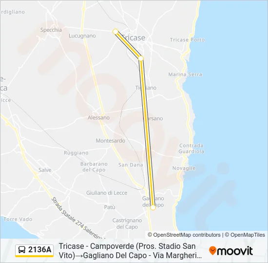 2136A Bus Line Map