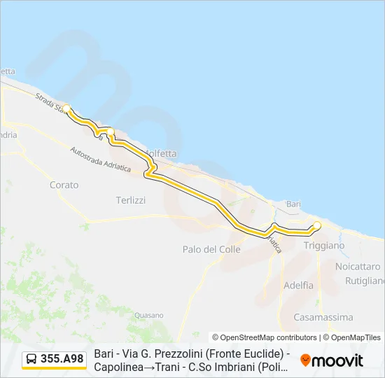 355.A98 Bus Line Map