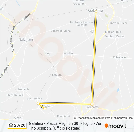 Percorso linea bus 20720