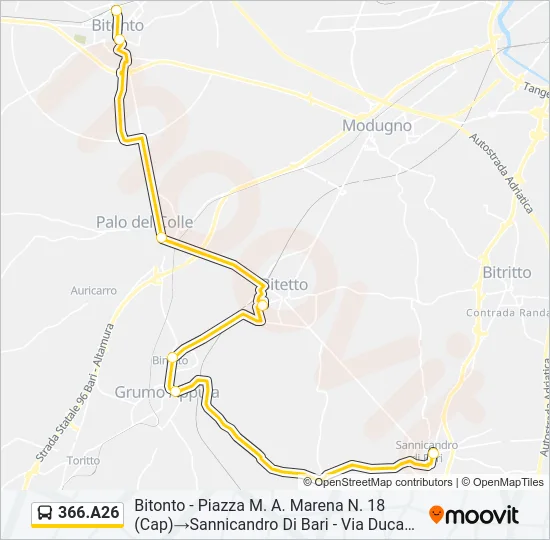 366.A26 Bus Line Map