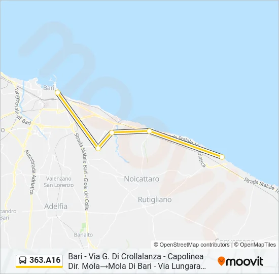 363.A16 Bus Line Map