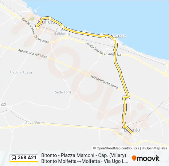 Percorso linea bus 368.A21
