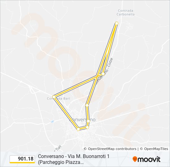 Percorso linea bus 901.18