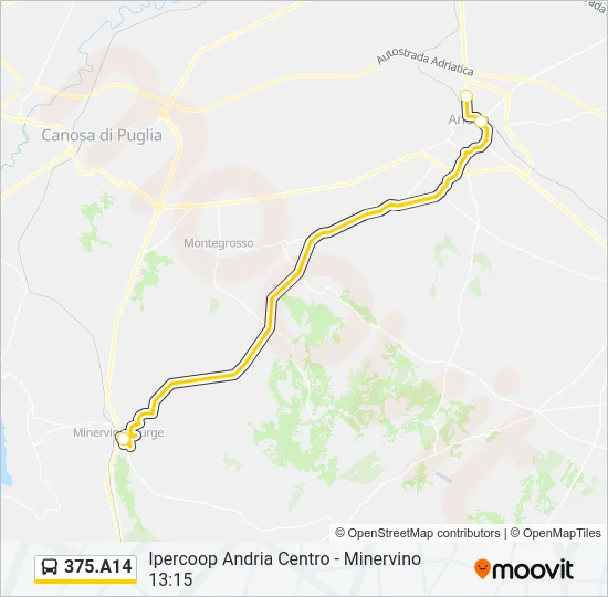 375.A14 Bus Line Map