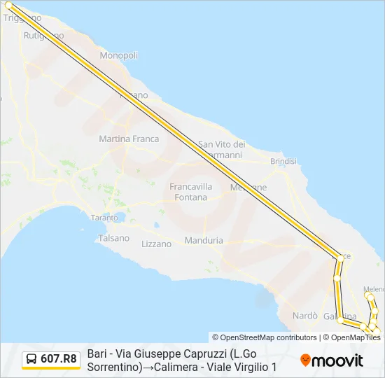 607.R8 Bus Line Map
