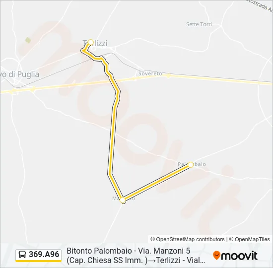 369.A96 Bus Line Map