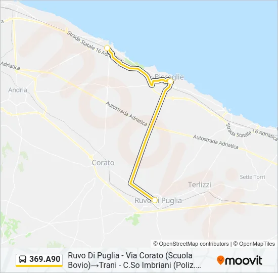 369.A90 Bus Line Map
