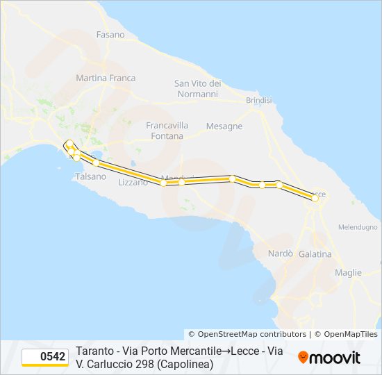 Percorso linea bus 0542