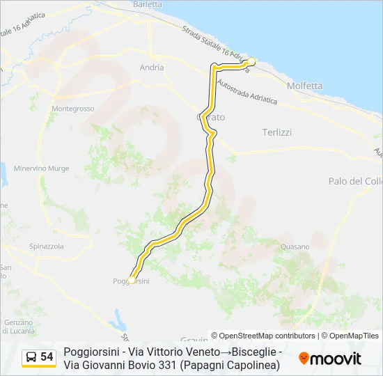 54 Bus Line Map