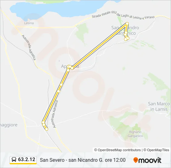 Percorso linea bus 63.2.12