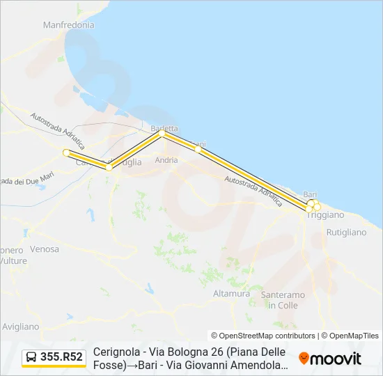 Percorso linea bus 355.R52