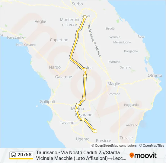 Percorso linea bus 2075S