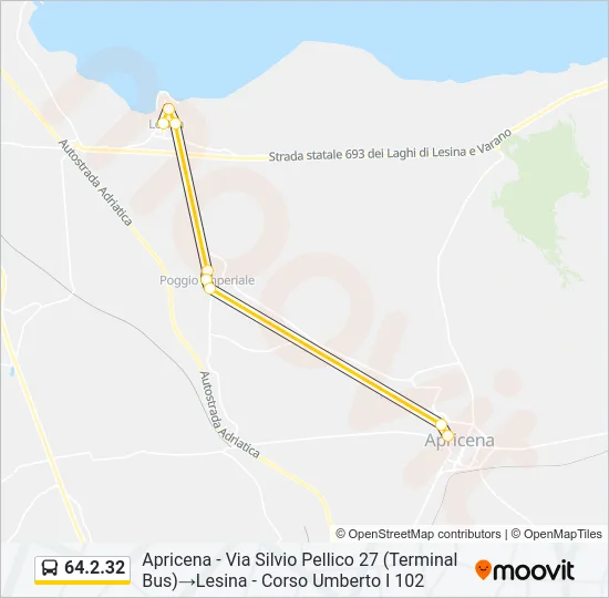 Percorso linea bus 64.2.32